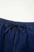Light blue Analeia wide-leg casual plus jeans by Threaded Pear with a relaxed fit and classic denim style.