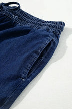 Light blue Analeia wide-leg casual plus jeans by Threaded Pear with a relaxed fit and stylish design.
