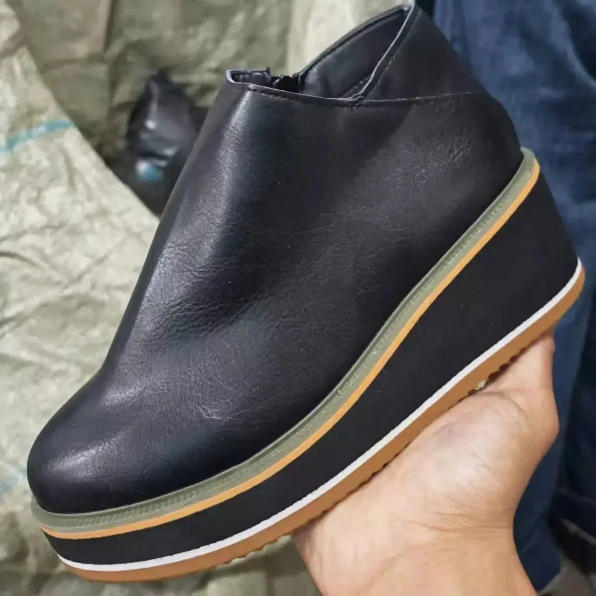 Ankle Wedge Boots with Zipper - Plush Fashion Hub