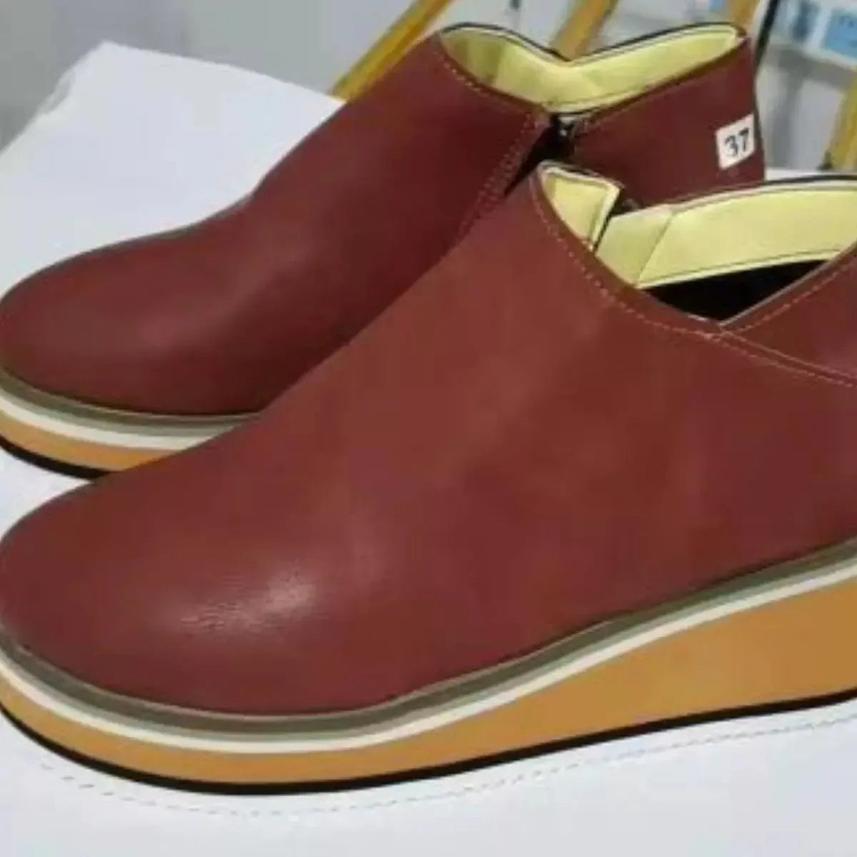 Ankle Wedge Boots with Zipper - Plush Fashion Hub