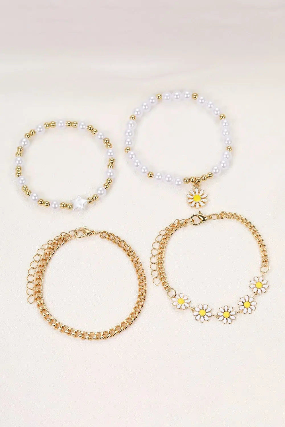 April Beaded Chain Bracelet Set Threaded Pear