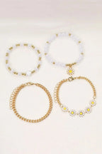 April beaded chain bracelet set by Threaded Pear featuring colorful beaded jewelry on a delicate chain.