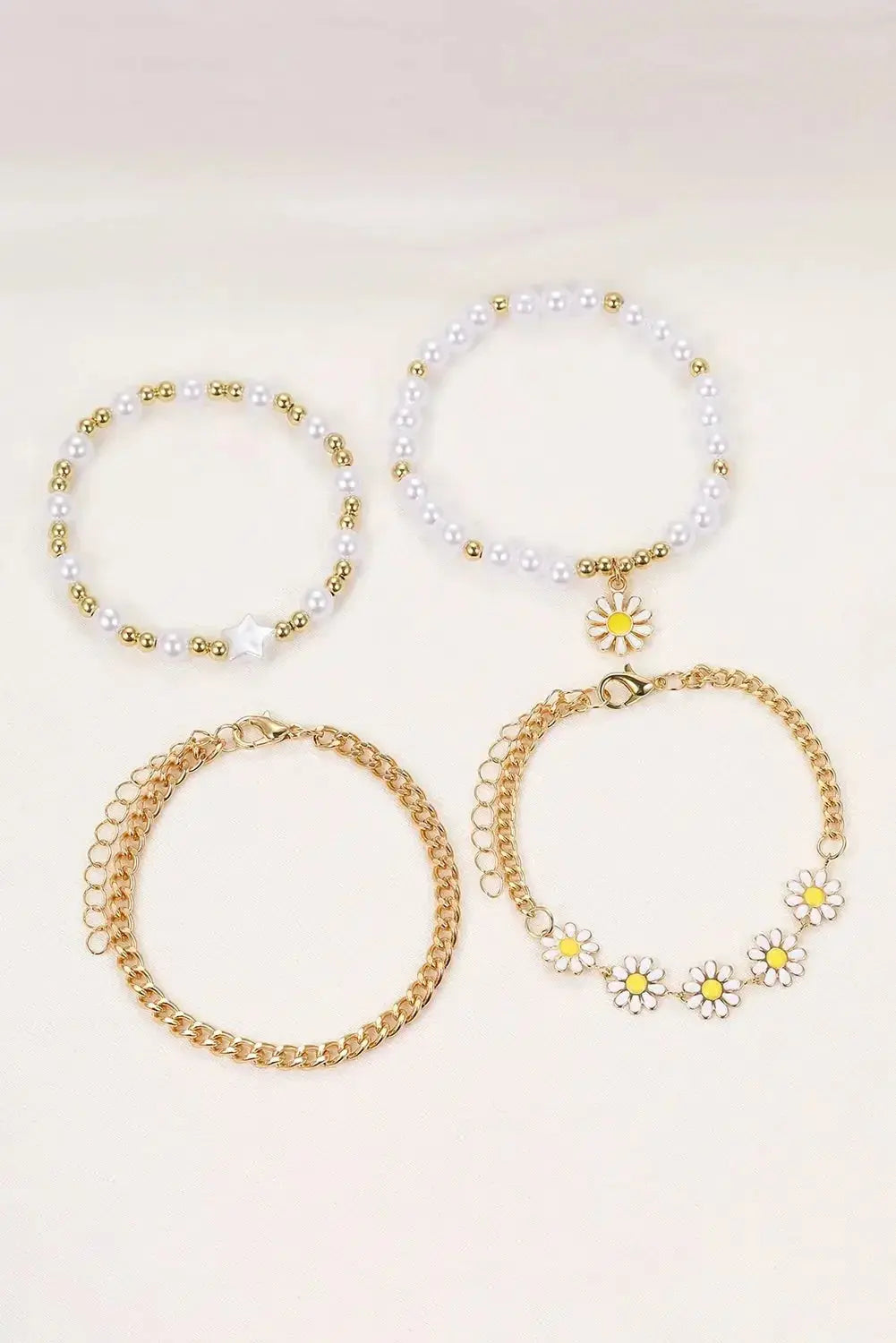 April beaded chain bracelet set by Threaded Pear featuring colorful beaded jewelry on a delicate chain.