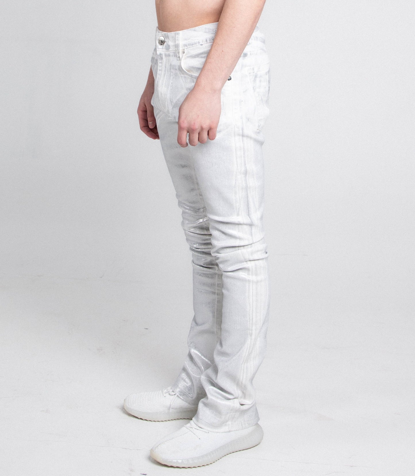 Stacked silhouette jeans by Plush Fashion Hub featuring stylish denim pants with a layered, modern design and faded details.