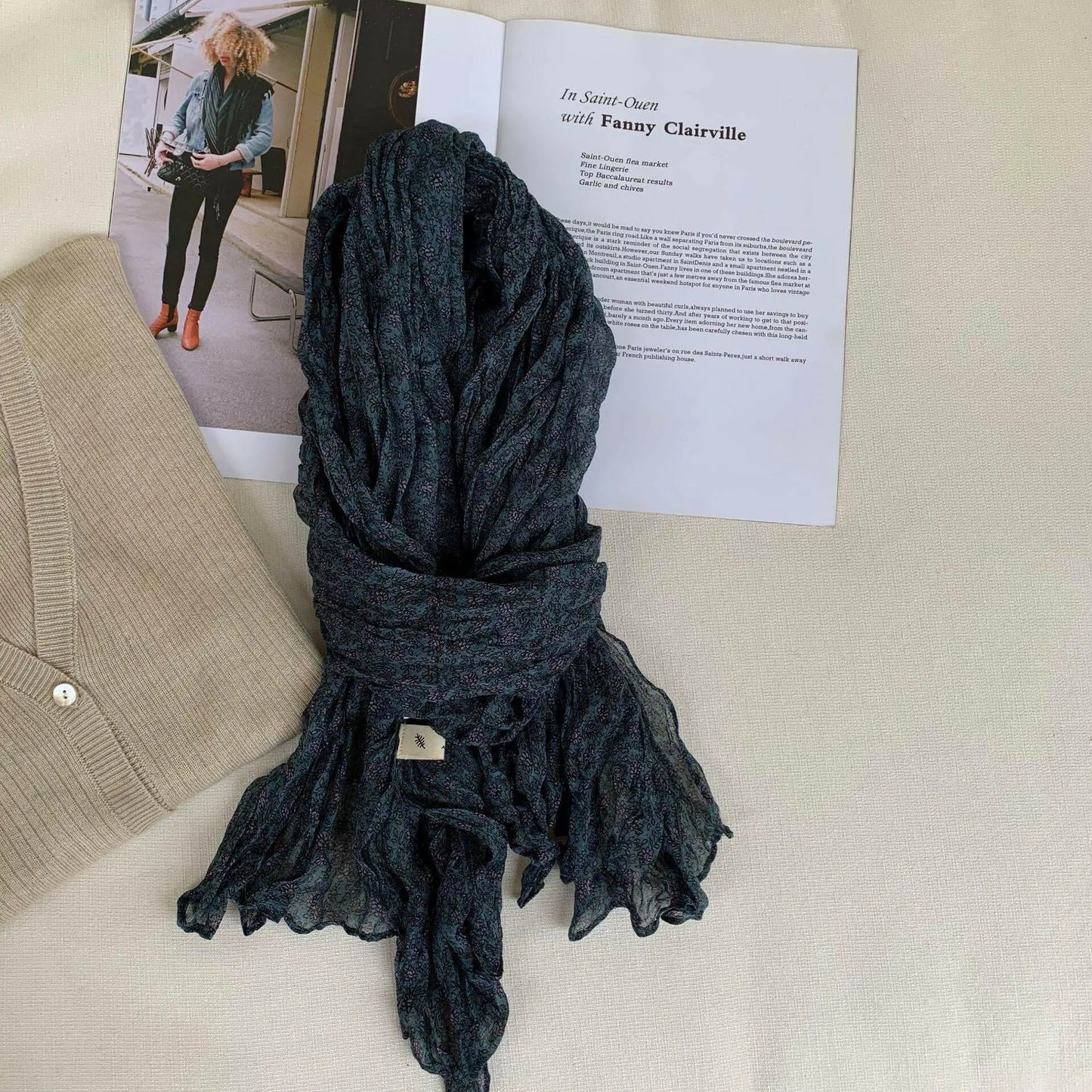 Artistic Retro Soft Small Floral Vintage Cotton And Linen Scarf For Women - Plush Fashion Hub