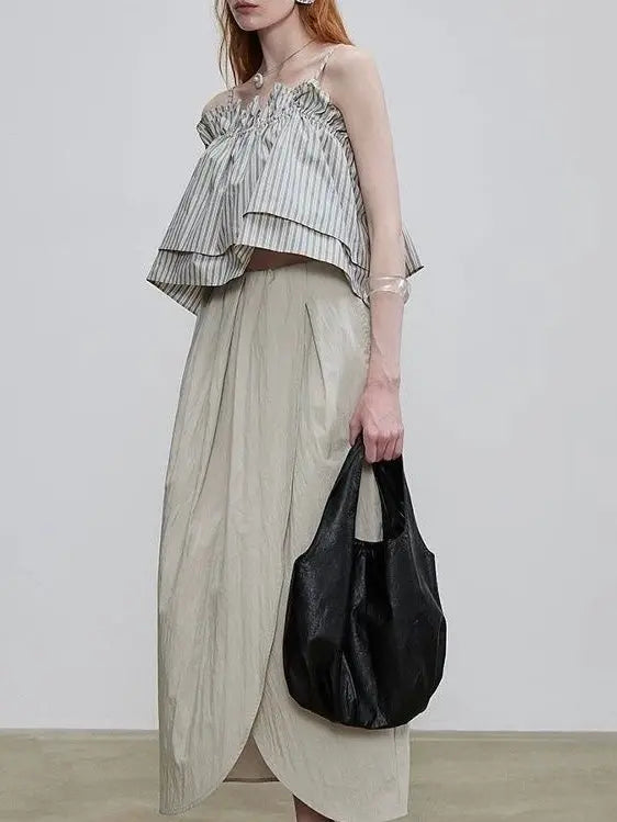 Asymmetric Slit Skirt Plush Fashion Hub