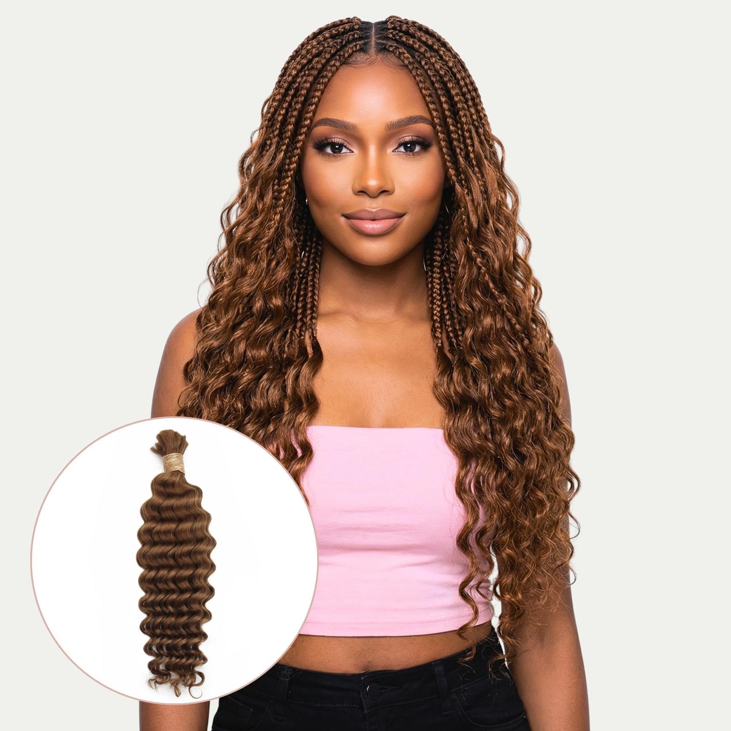 Auburn Deep Wave Bulk 100% Human Braiding Hair Private Label