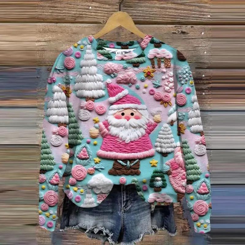 Autumn And Winter Ladies Funny Print Christmas Holiday Casual Sweatshirt - Plush Fashion Hub
