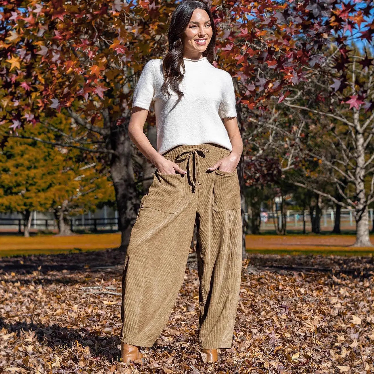 Autumn Winter Corduroy Casual Slimming Harem Pants Wide Leg Pants Women Clothing Perfecsy