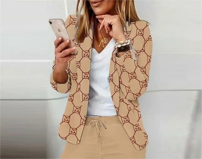 Autumn Winter Floral Print Long Sleeved Casual Small Women Outerwear Perfecsy