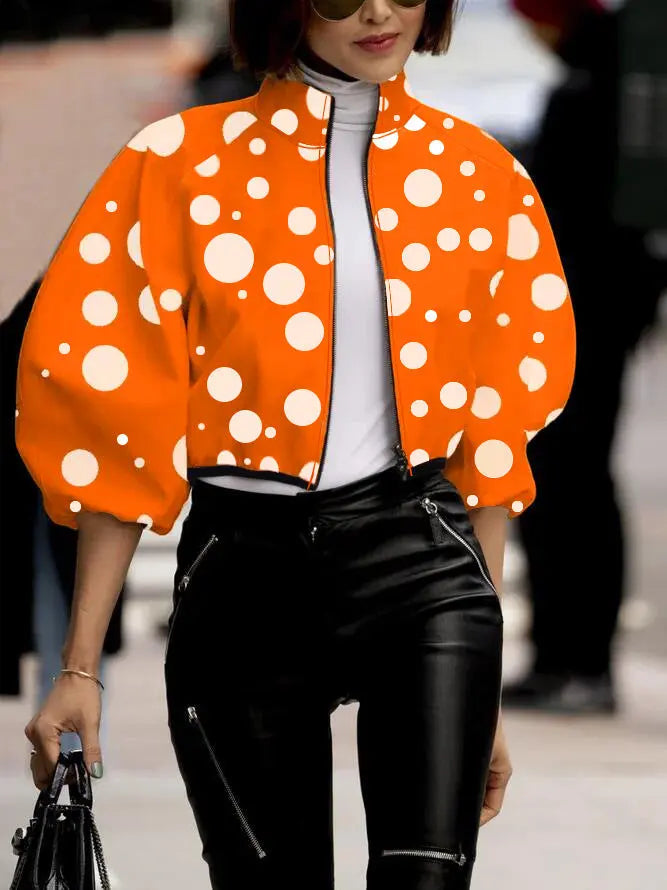 Autumn Winter Personalized Trendy Polka Dot Short Small Jacket Coat for Women Perfecsy