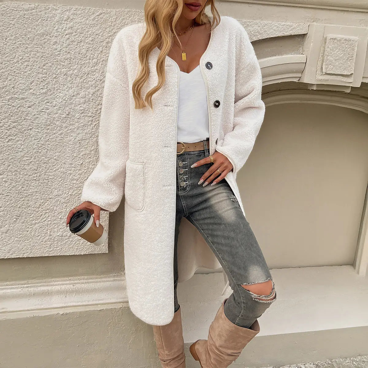 Autumn Winter Women Clothing Casual Cardigan Breasted Pocket Trench Coat Perfecsy