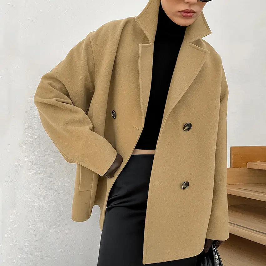 Autumn Winter Woolen Coat Collar Loose Thick Coat Office All Matching Women Wear Perfecsy