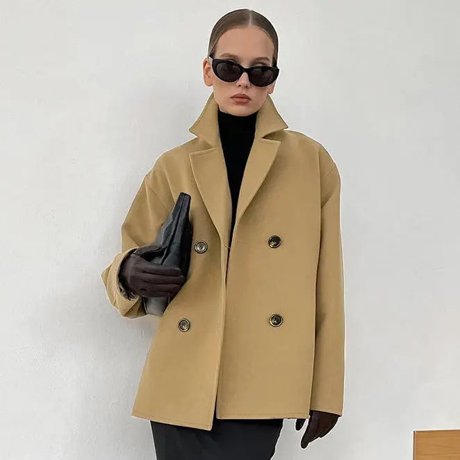 Autumn Winter Woolen Coat Collar Loose Thick Coat Office All Matching Women Wear Perfecsy