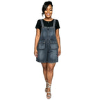 Eprolo washed denim pocket overall shorts, stylish casual bottoms with front and back pockets, perfect for warm weather.
