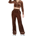 Cozy Zip-Front Hooded Lounge Set with Drawstring Pockets
