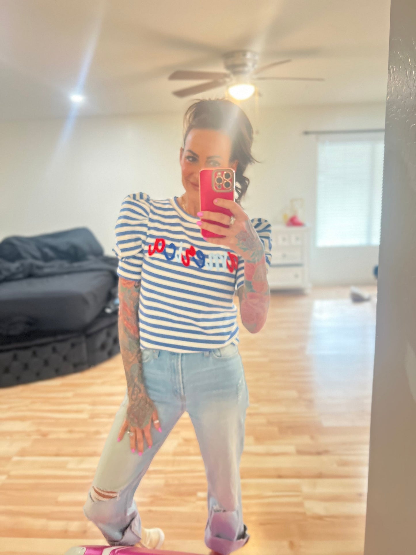 American Puff Sleeve Top Pretty Little Patriot