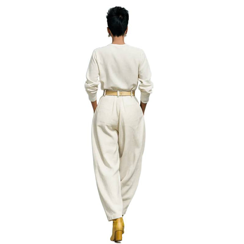 Relaxed Two-Piece Wide-Leg Set with Belt