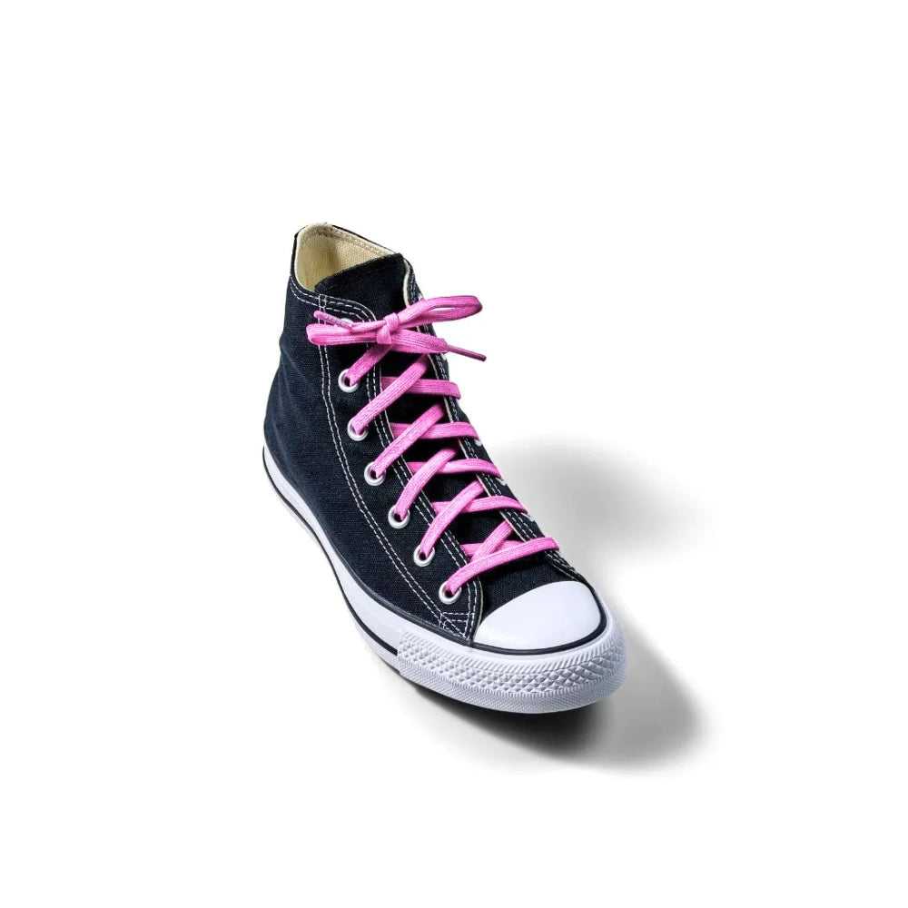 Pink elastic shoelace by Bread, designed for comfortable, stretchable fit on sneakers or casual shoes.