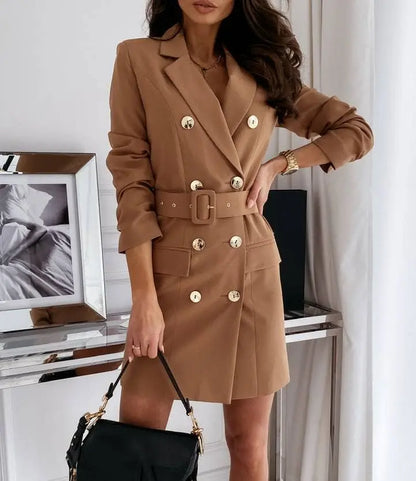 Belted Brown Blazer Dress Pretty Little Patriot