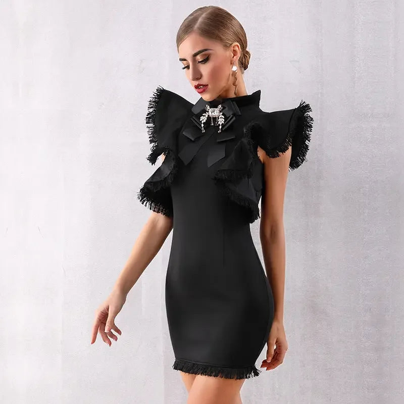 Black Flying Sleeves cocktail Dress - Plush Fashion Hub
