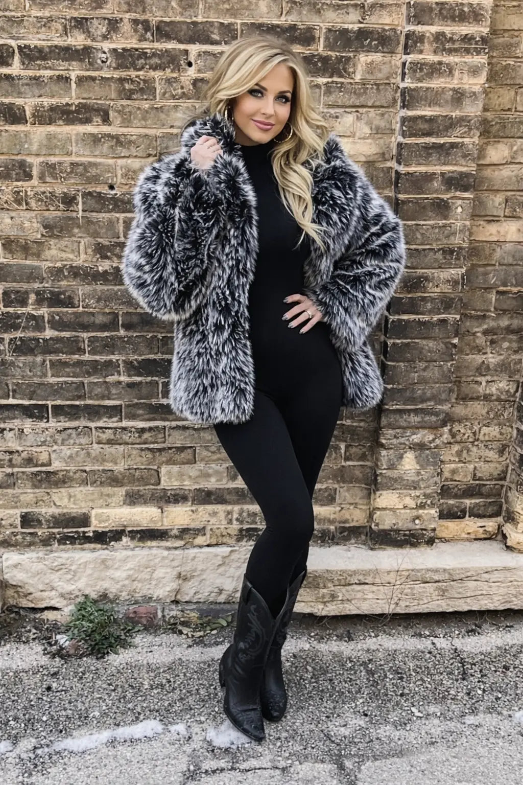 Black Mob Wife Faux Fur Coat Pretty Little Patriot