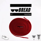 Elastic shoelace in bold red color by Bread, showing the flexible, durable material and sleek design for easy lacing.