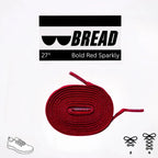 Elastic shoelace in bold red from Bread, featuring a flexible design suitable for sneakers or casual shoes.