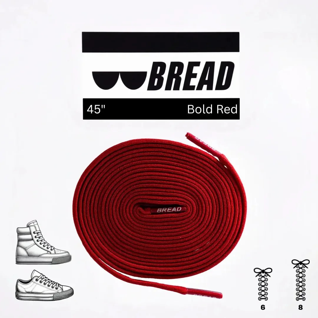 Red elastic shoelace by Bread, designed for easy slip-on and secure fit, shown in the product image.