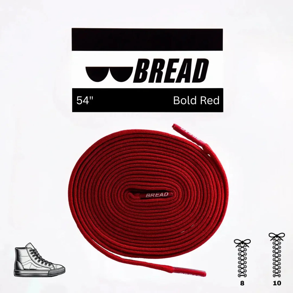 Elastic shoelace in bold red by Bread, displayed with its vibrant color and flexible design suitable for various footwear.