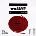 Elastic shoelace in bold red by Bread, displayed with its vibrant color and flexible design suitable for various footwear.