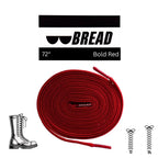 Elastic shoelace in bold red color by Bread, showcasing a close-up of the flexible, durable laces for athletic or casual shoes.