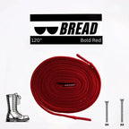 Red elastic shoelace by Bread, showing a close-up of the vibrant, flexible laces designed for easy wearing and secure fit.