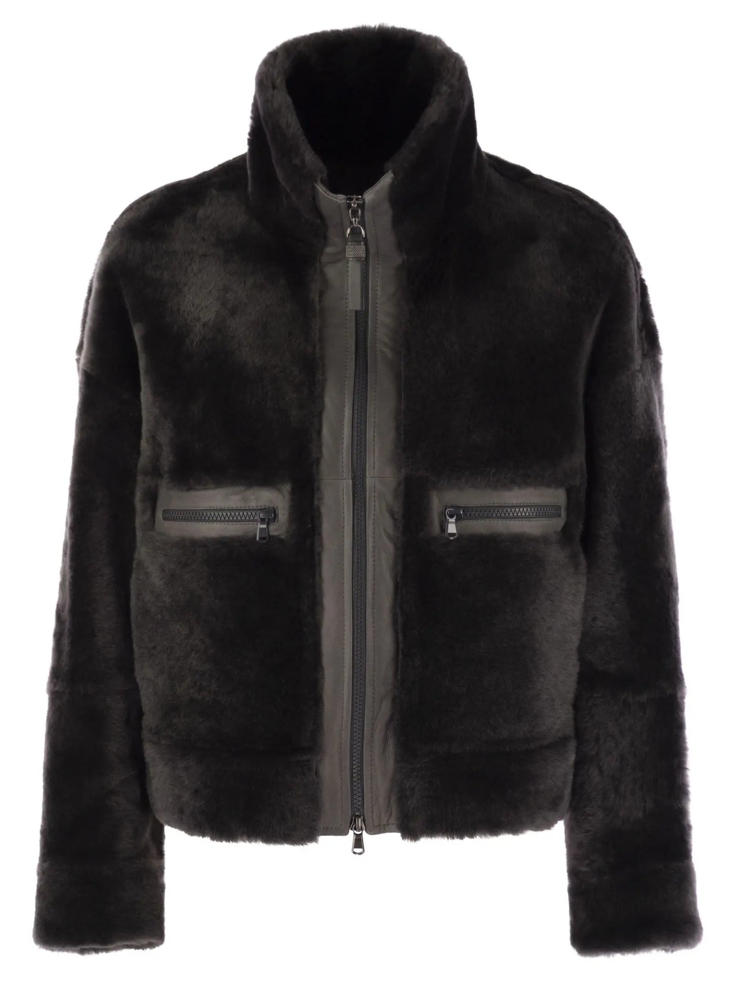 Brunello Cucinelli Women Shearling Outerwear With Shiny Zip Luosophy
