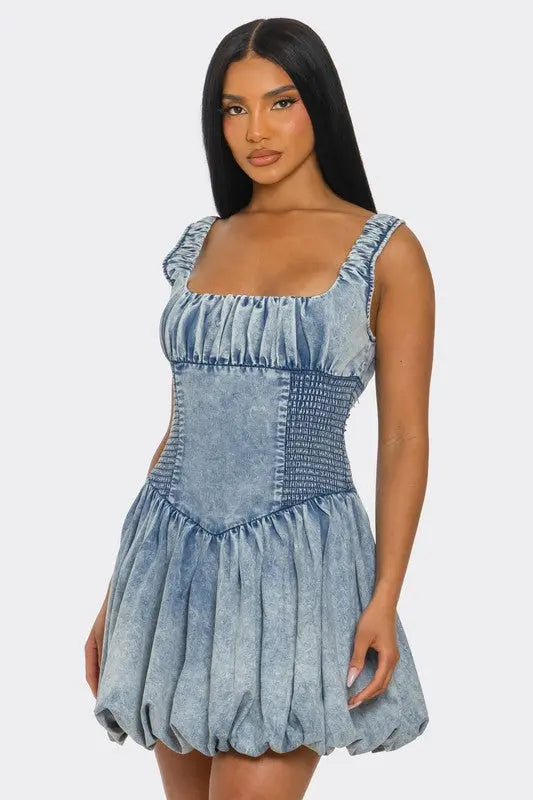 Bubble Belle Denim Mini Dress OyeraCharisma