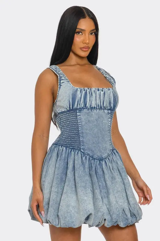 Bubble Belle Denim Mini Dress OyeraCharisma