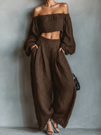 Eprolo relaxed wide-leg trouser set featuring comfortable, flowing pants with a relaxed fit and stylish design.