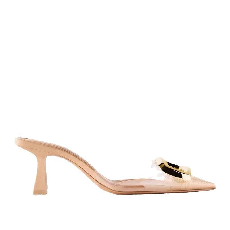 Eprolo Lucent stiletto sandals with metal buckle, clear heels and elegant design perfect for stylish occasions