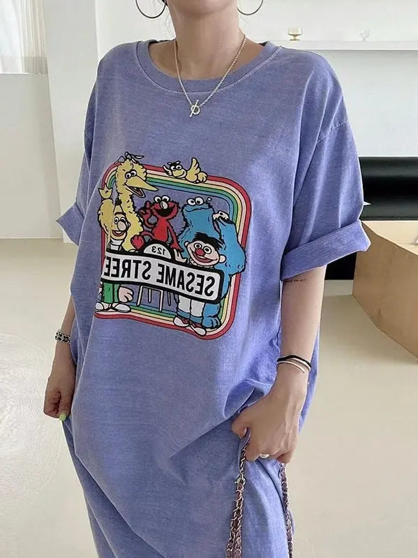 Cartoon Print Loose Dress PAINEVIDA 33.99