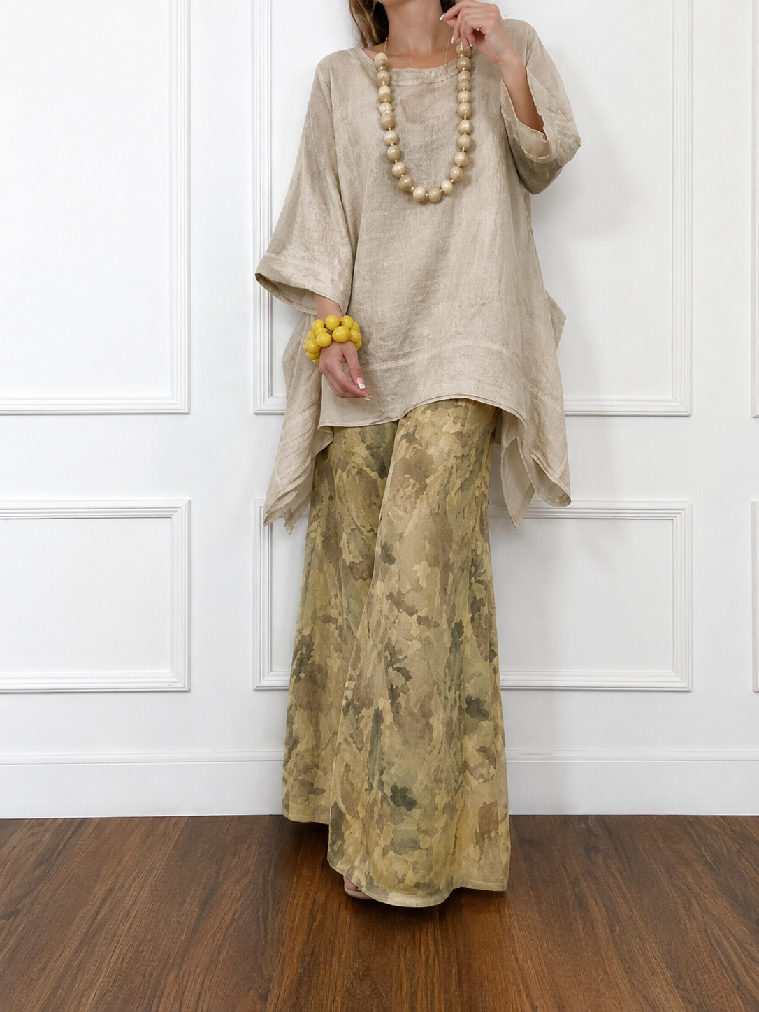 FitiqueFit irregular hem drop-shoulder top and wide-leg pants set in three colors, featuring a relaxed, stylish co-ord ensemble.