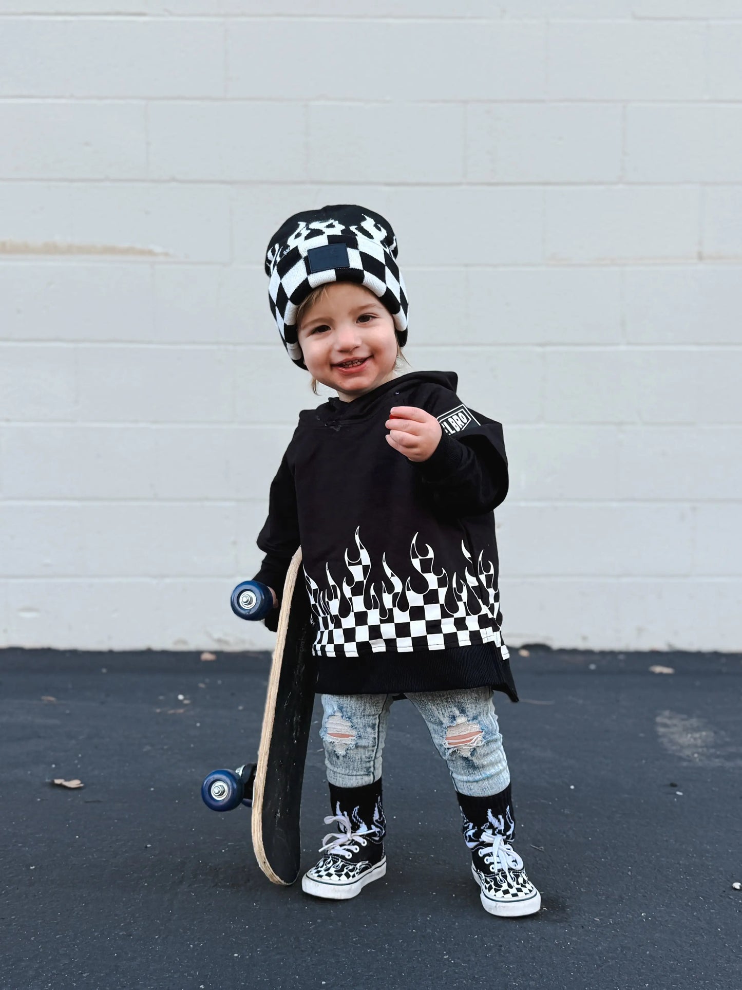 Checker Flame Beanie Plush Fashion Hub