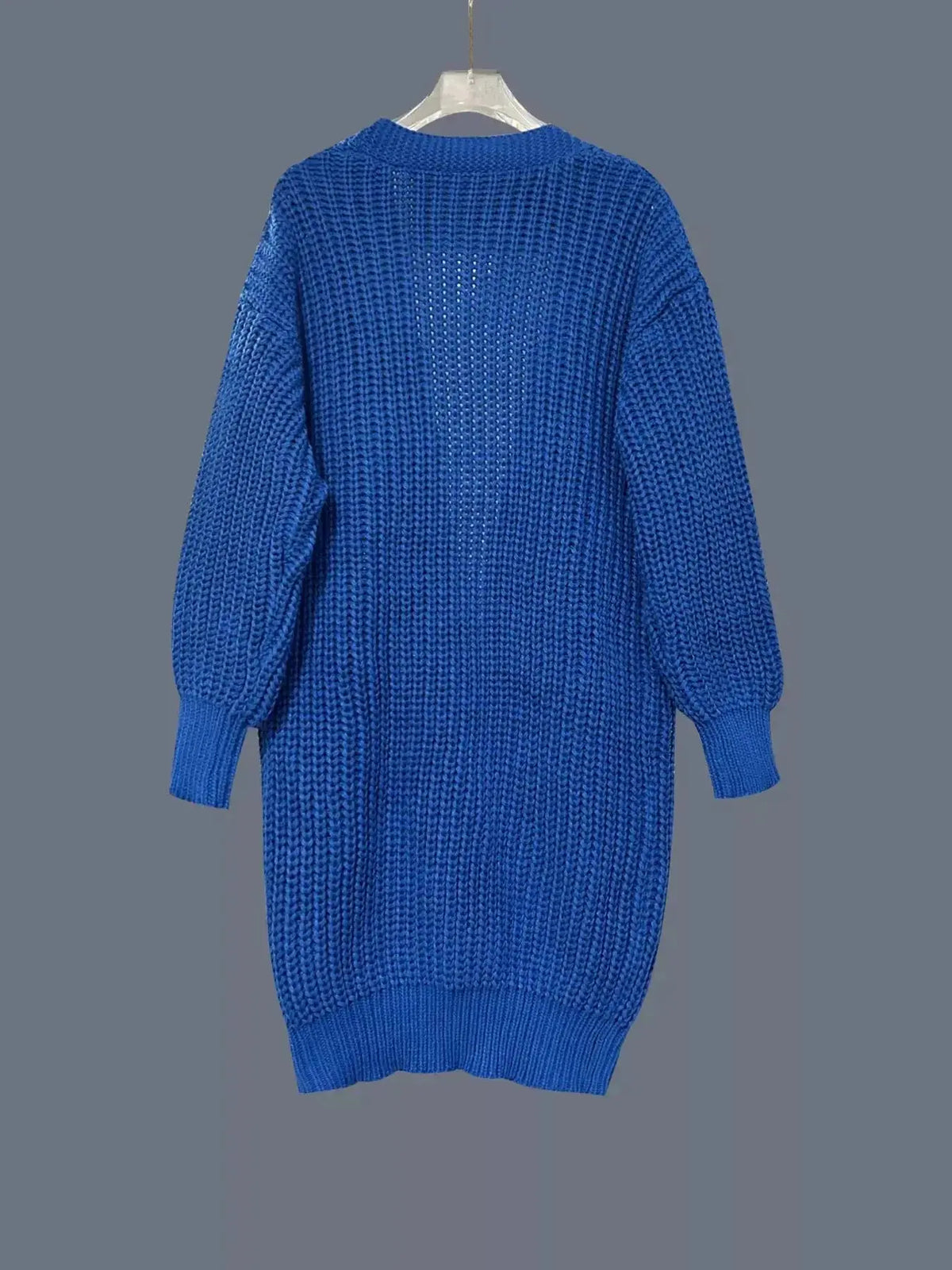 Women's chunky knit open-front cardigan with long sleeves from Plush Fashion Hub, cozy and stylish sweater for casual wear.