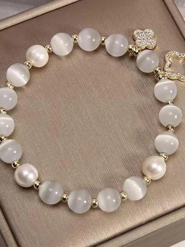Clover White Opal Crystal Bracelet Plush Fashion Hub