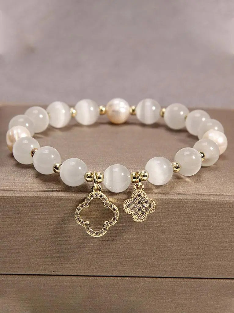 Clover White Opal Crystal Bracelet Plush Fashion Hub