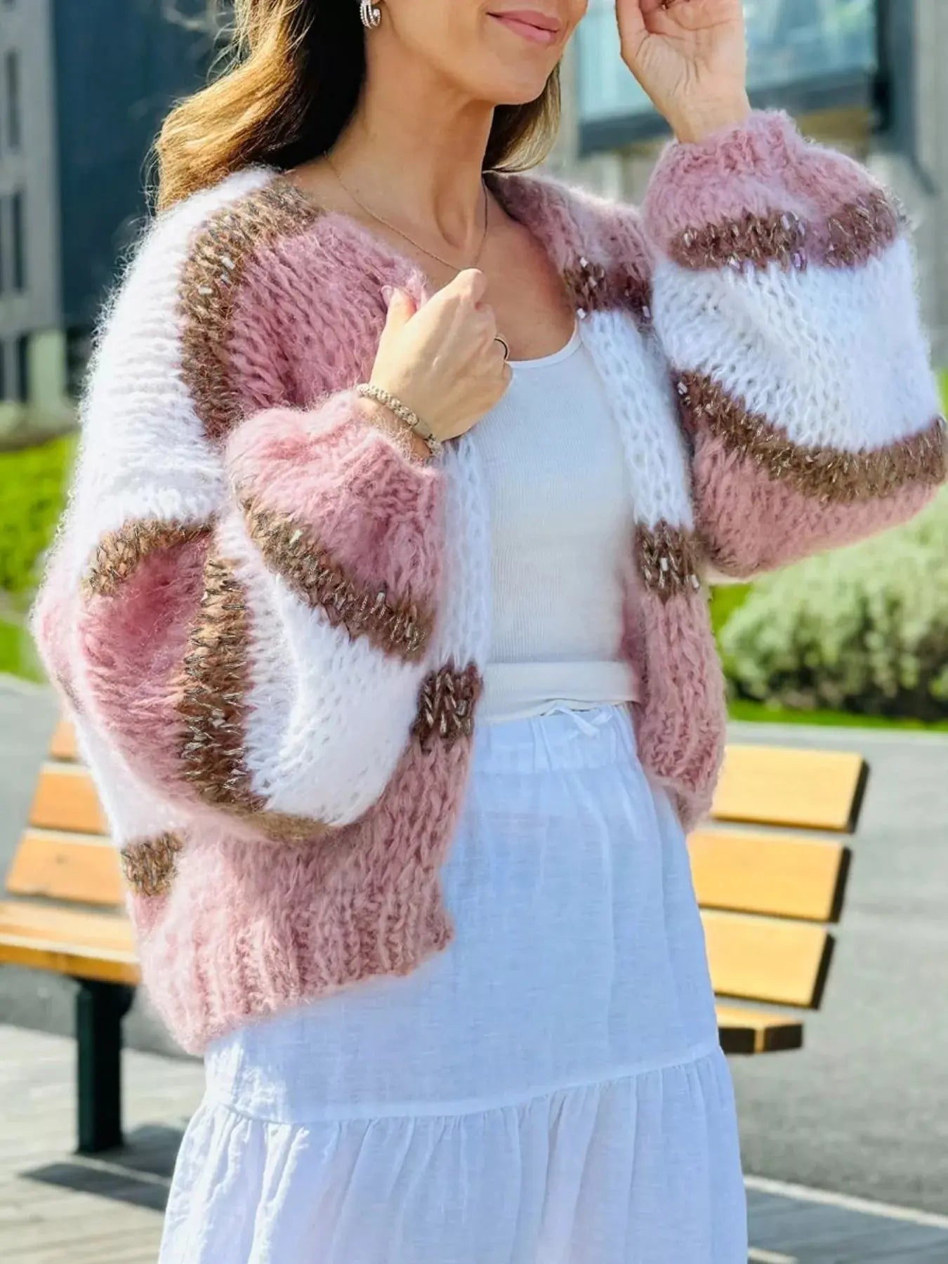 Color Block Open Front Cardigan - Plush Fashion Hub