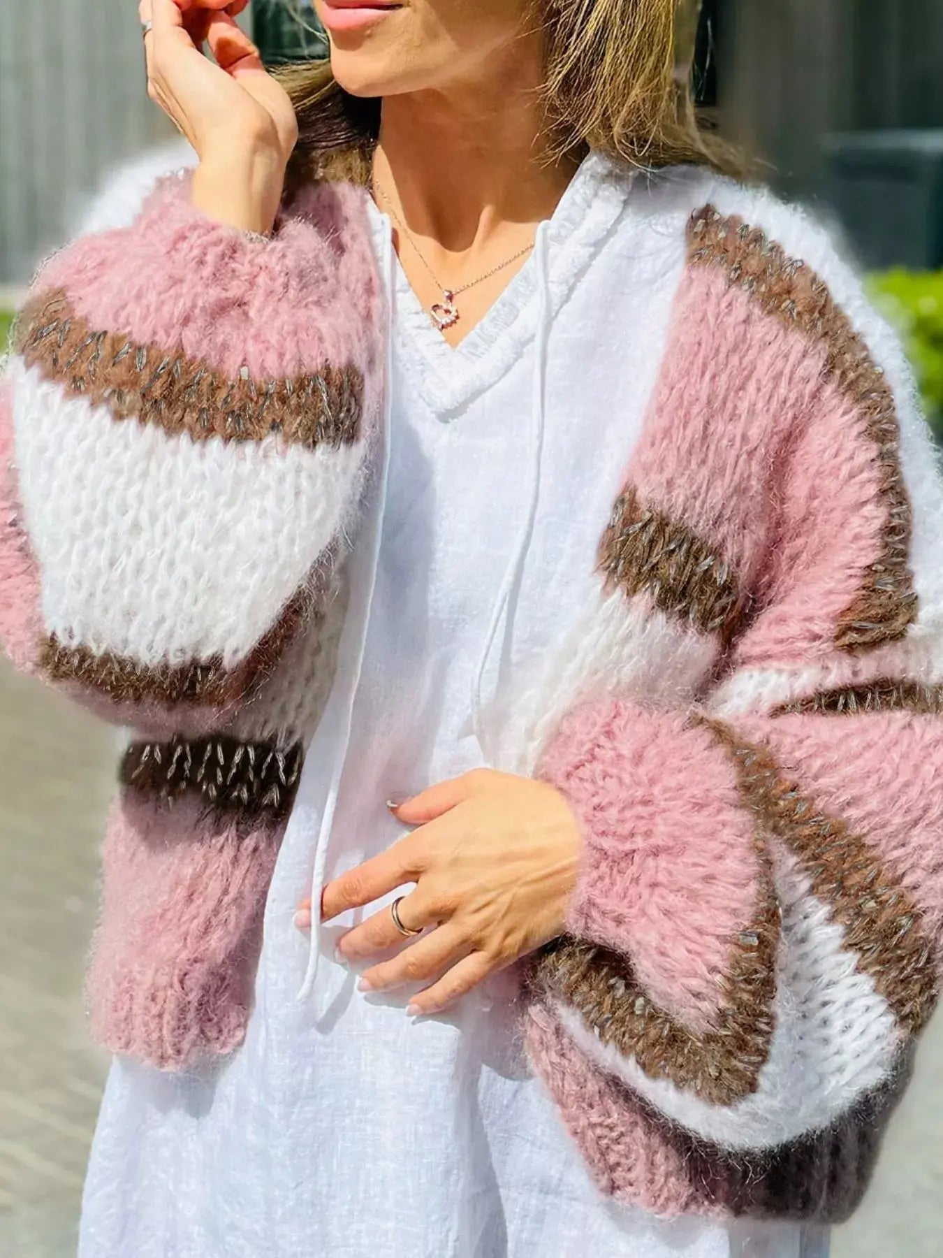 Color Block Open Front Cardigan - Plush Fashion Hub