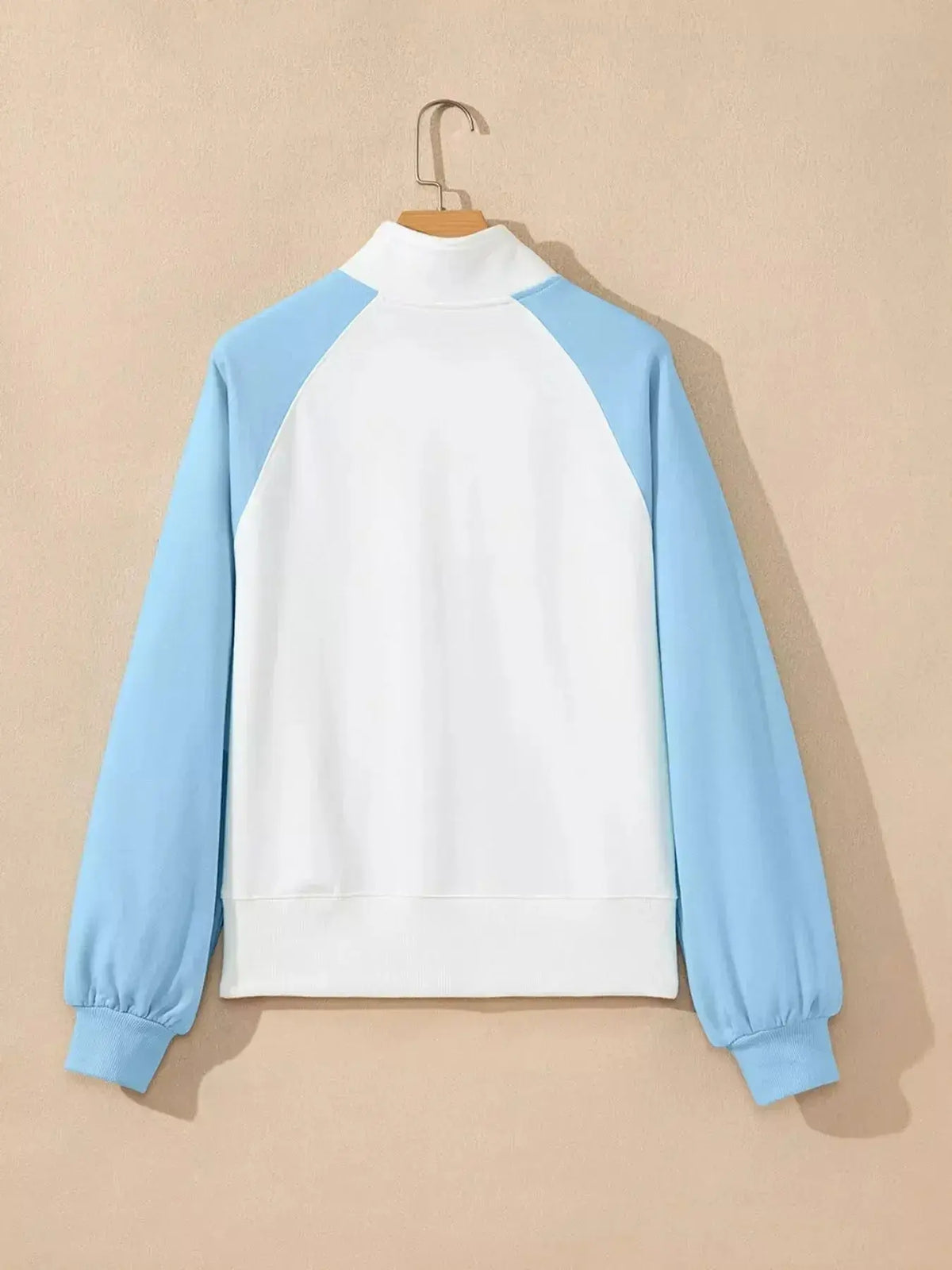 Women's color block snap button sweatshirt from Plush Fashion Hub, soft cotton blend pullover with vibrant color blocking and casual style.