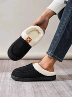 Women’s contrast round toe flat slippers by Plush Fashion Hub, comfortable indoor slip-ons with soft material and stylish design.