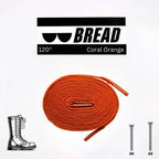 Bright coral orange elastic shoelace by Bread, showing a close-up of the flexible, stretchy laces designed for easy wear.