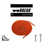 Coral orange elastic shoelace by Bread, showing the vibrant, flexible laces suitable for casual or athletic footwear.